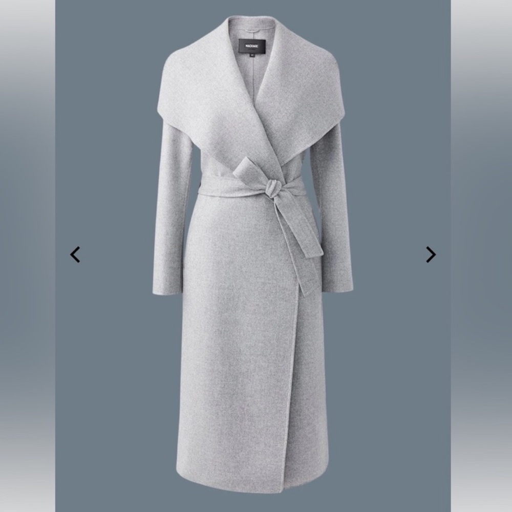 Mackage Light Gray Wrap Coat with Belt